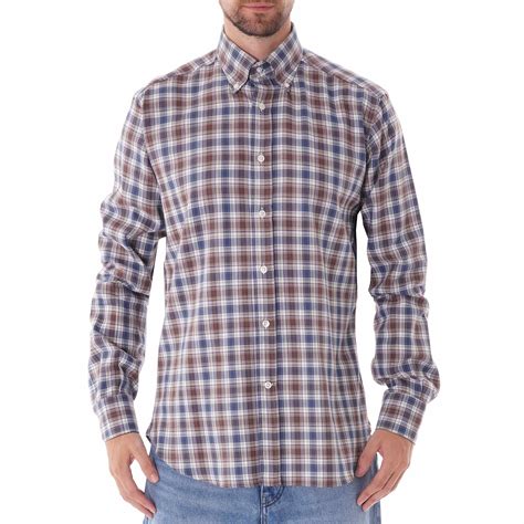 None of the Above Check Shirt (Navy/Brown) at Dandy Fellow