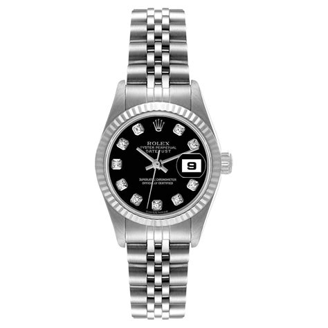 Rolex Lady-Datejust 26mm Steel White Gold Black Diamond Dial Ladies ...