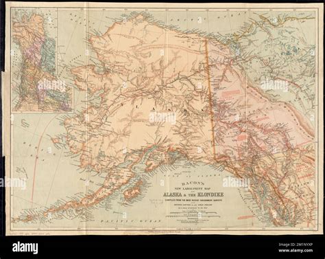 Bacon's new large-print map of Alaska & the Klondike : compiled from the most recent government ...