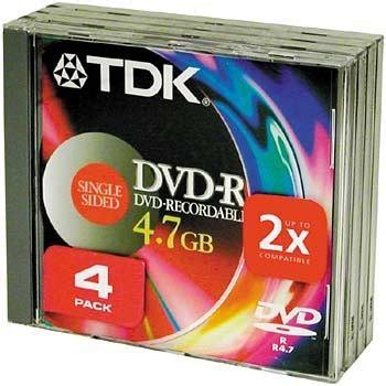 TDK DVD-R Media 4.7GB for Data General Use (4-Pack, Non-authoring ...