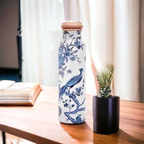 100% pure printed copper water bottle 1 Ltr with rust free, leak proof ...