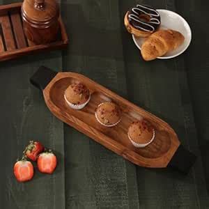 Buy IREKA HOMES Amber Acacia Wood Server with Two Handles Online at Low ...