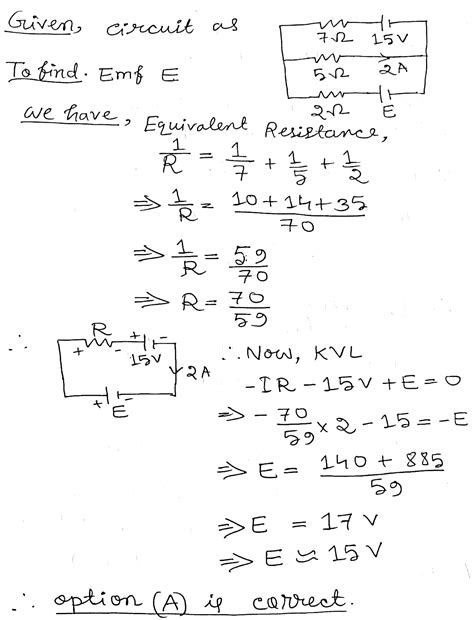 For circuit shown, the value of emf of battery 'E' is.