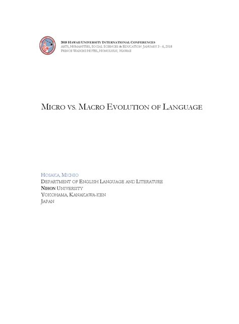 MICRO VS. MACRO EVOLUTION OF LANGUAGE | Exercises History | Docsity