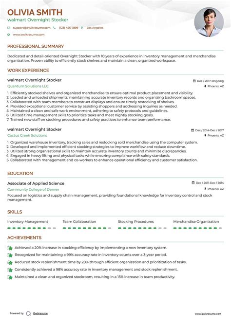 10+ walmart Overnight Stocker Resume Samples & Templates for 2025