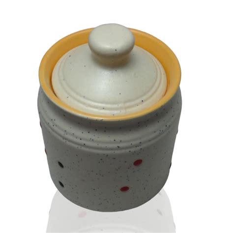 Buy Pottery Mart Orange- 1 Pieces with lid Ceramic Pickle Jars, Salt ...