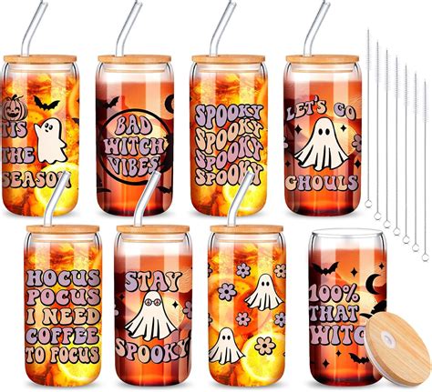Amazon.com | RimCereal 8 Pcs Halloween Drinking Party Glasses 16 oz ...