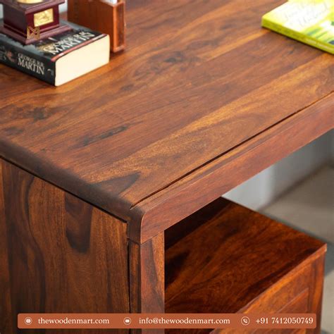 Modern Minimalist Sheesham Wood Writing Table - Clean & Spacious Design ...