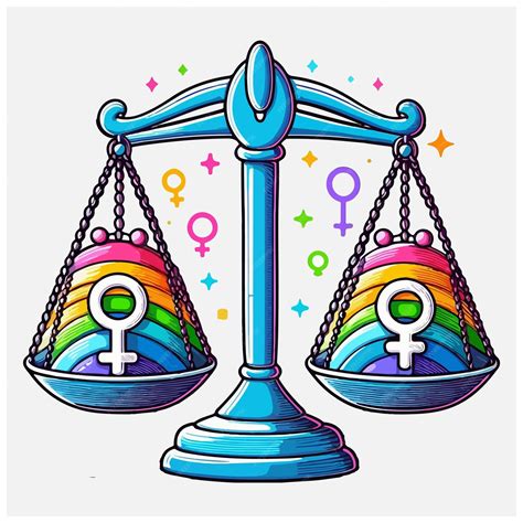 Weight scale with gender symbols on the scales gender equality concept ...