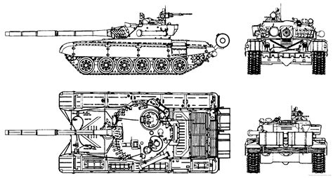 T-72M blueprints free - Outlines