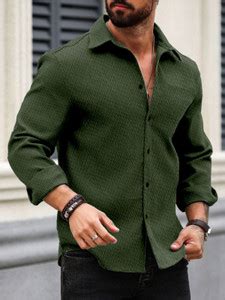 Force Men Solid Casual Dark Green Shirt - Buy Force Men Solid Casual ...