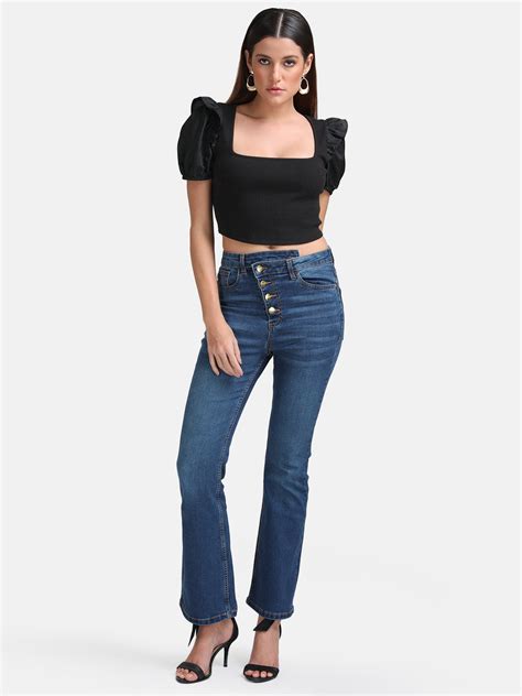 Straight Fit Denim With Diagonal Placket – KAZO