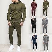 Men's Tracksuit Sweatsuit Dark Grey Black Army Green Burgundy Dark Navy ...