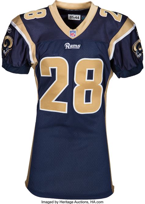 2001 Marshall Faulk Game Worn St. Louis Rams Jersey - With Four | Lot ...