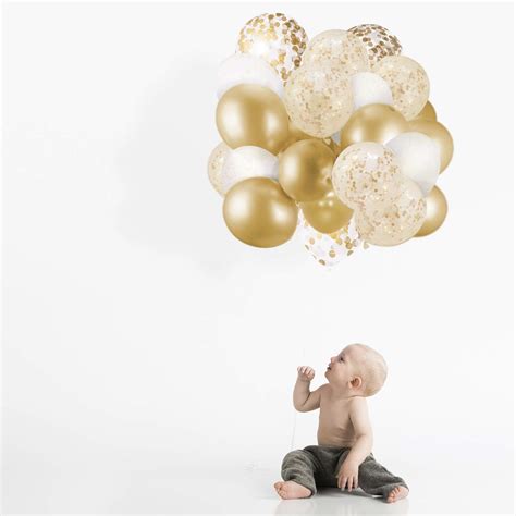 60 Pack Gold Balloons + Gold Confetti Balloons w/Ribbon | Balloons Gold ...