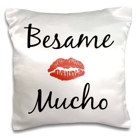 besame mucho kiss me in Spanish picture of red lips on white back 16x16 ...
