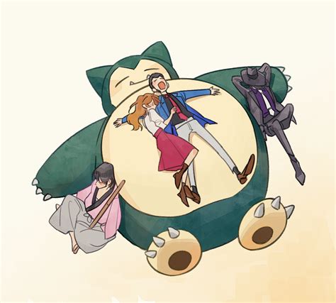 Safebooru - 1girl 3boys arms behind head arsene lupin iii black ...