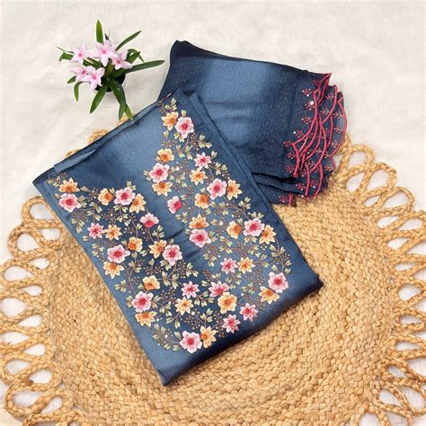 Embroidered Neck Work Shimmer Suit Set – RAE Trends