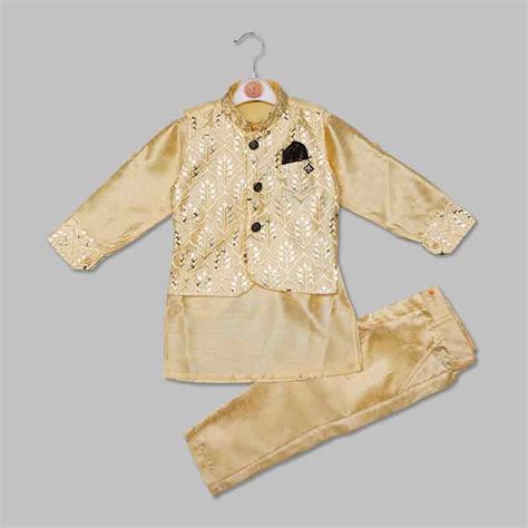 Buy Lemon & Peach Boys Kurta Pajama with Jacket – Mumkins