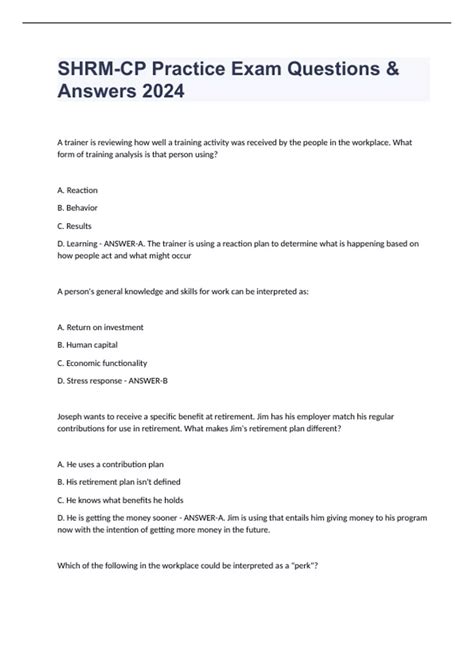SHRM-CP Practice Exam Questions & Answers 2024 - SHRM-CP Practice E ...