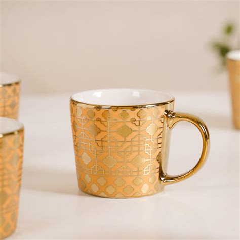 Golden Mirage Cup Set of 6 280ml Online - Premium Coffee Mug | Nestasia