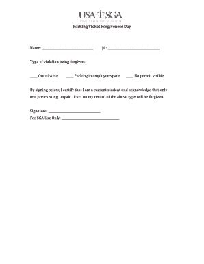Fillable Online Parking Ticket Forgiveness Day Fax Email Print - pdfFiller