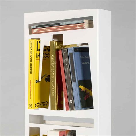 Bookcase with Design Shelves in White Metal Made in Italy
