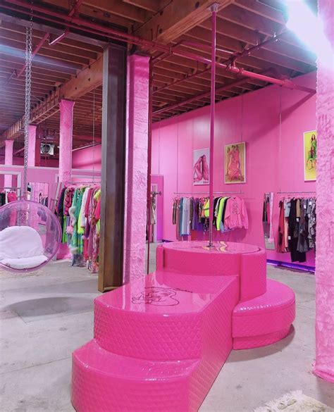 Pink clothing store interior