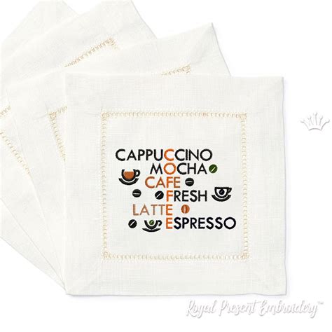 Coffee Crossword Machine Embroidery Design - 3 Sizes - Etsy