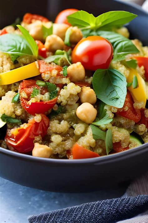 Quinoa Salad with Roasted Vegetables and Chickpeas - Vegan Focus