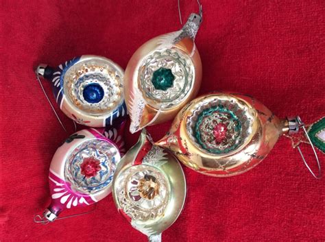 Lot of 5 Vintage Mercury Glass Christmas Ornaments - 1950s-1960s ...