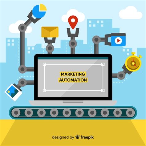 Conveyor belt marketing automation background | Free Vector
