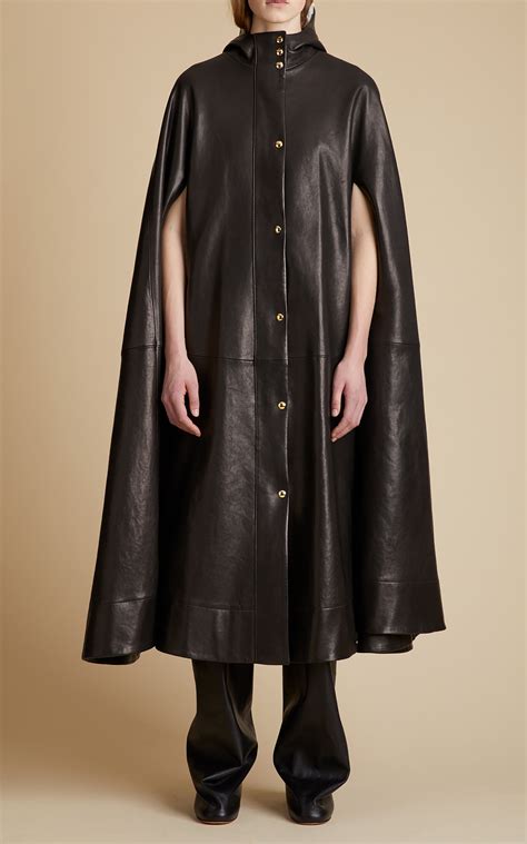 Khaite Women's Roygen Leather Cape Coat In Black | ModeSens
