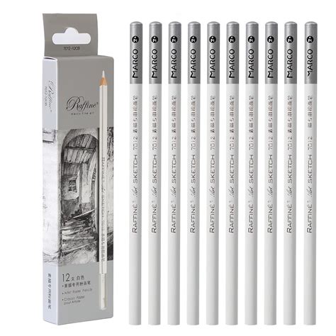 KachiKawa Artist Sketch White Pencil 12 Pcs (White Charcoal Pencil ...