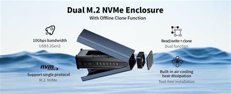 Acasis NVMe M.2 Duplicator 10Gbps Dual-Bay Offline Clone Type-C SSD ...