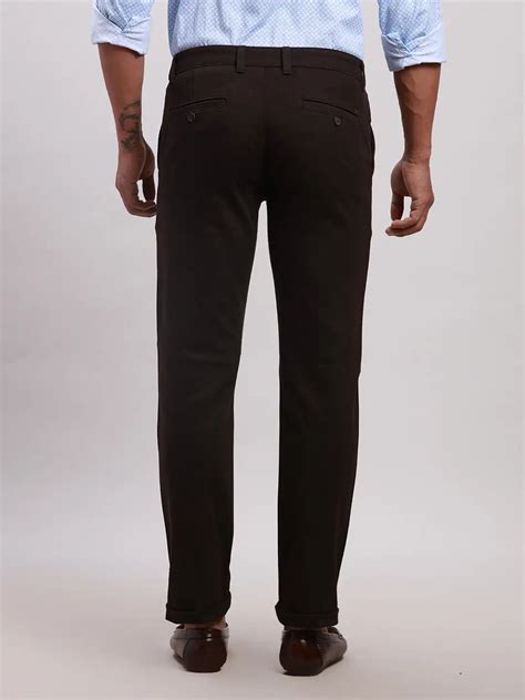 Parx Men Brown Tapered Fit Solid Cotton Spandex Trouser – MyRaymond