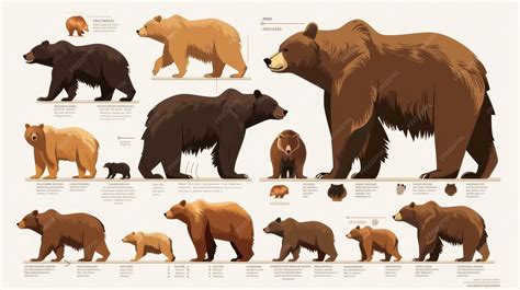 Premium Photo | Set of different types of grizzly bears infographics Vector illustration