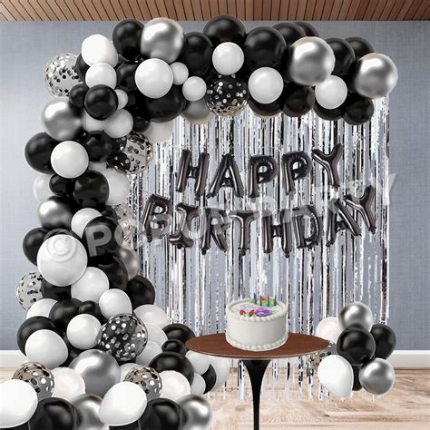 Buy Just Party 60 Pcs Happy Birthday Decoration Kit Combo - Black Happy ...