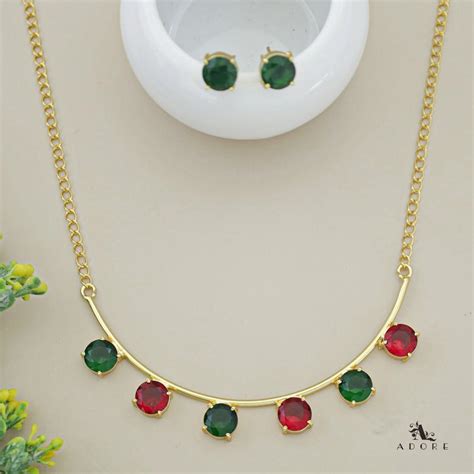 Mejuri Glossy 6 Stone Moon Neckpiece With Stud – Adore By Priyanka