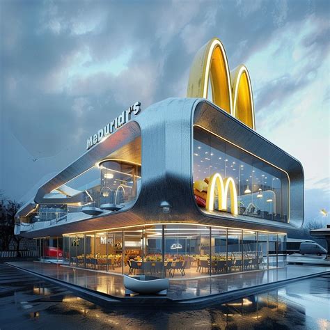 a futuristic McDonald's store | Arsitektur futuristik, Gedung pencakar ...