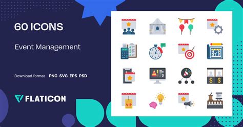 Event Management Icon Pack | Flat | 60 .SVG Icons
