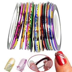 Buy 30x Mixed Colors Nail Art Striping Tape Rolls Line Tips Decoration ...