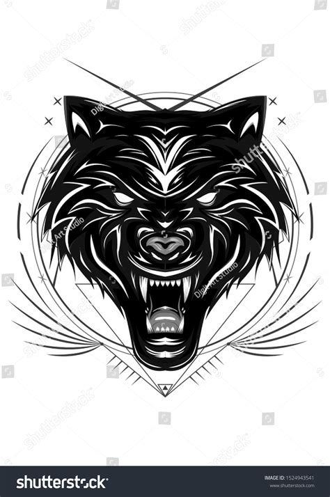 Angry Wolves Face Head Wolf Illustration Stock Illustration 1524943541 | Shutterstock