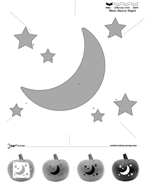 Printable Carving Pumpkin Stencils Moon And Stars - Printable Stencils