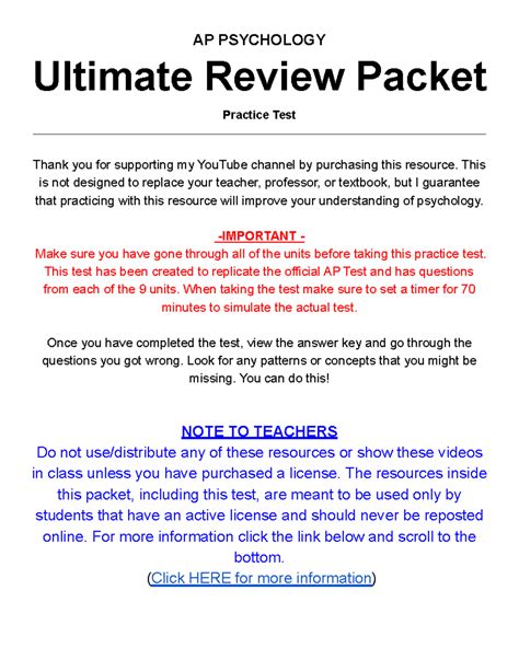 Practice Exam - AP PSYCHOLOGY Ultimate Review Packet Practice Test ...