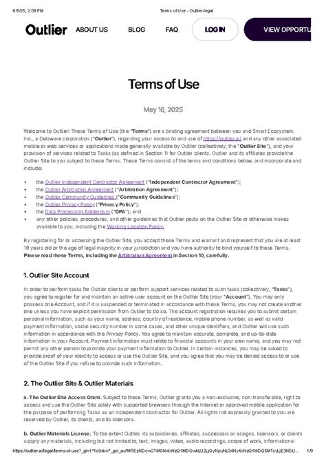 Outlier Terms of Use Agreement - Important Guidelines and Policies ...