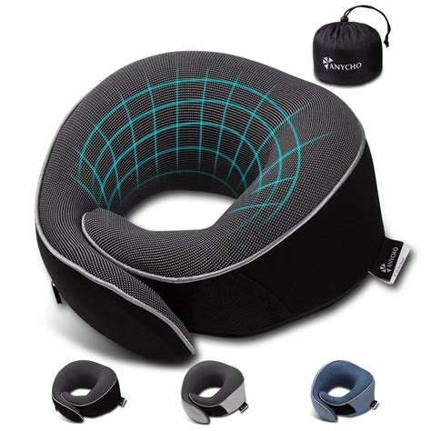 ANYCHO Neck Pillow for Travel, Travel Pillow for Neck Adjustable with ...