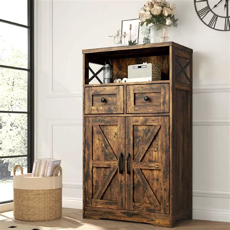 Buy Farmhouse Storage Cabinet with Drawers and Shelves, Freestanding ...