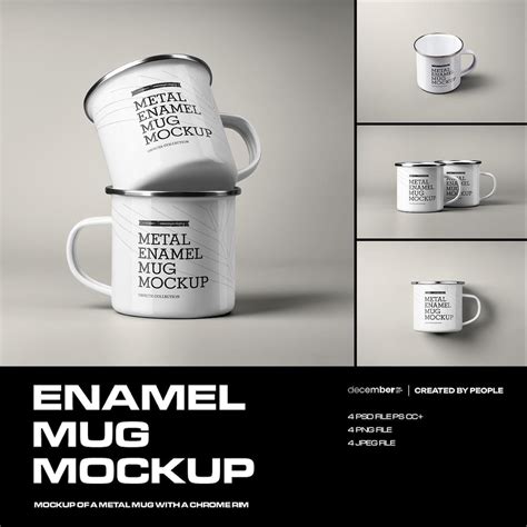 Enamel Cup Mockup Photoshop PSD Set Steel Cup Mock-ups Editable Color ...