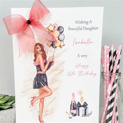 Large A4 Personalised Female Girl Birthday Card Party Girl – Blossom Lane Cards & Gifts